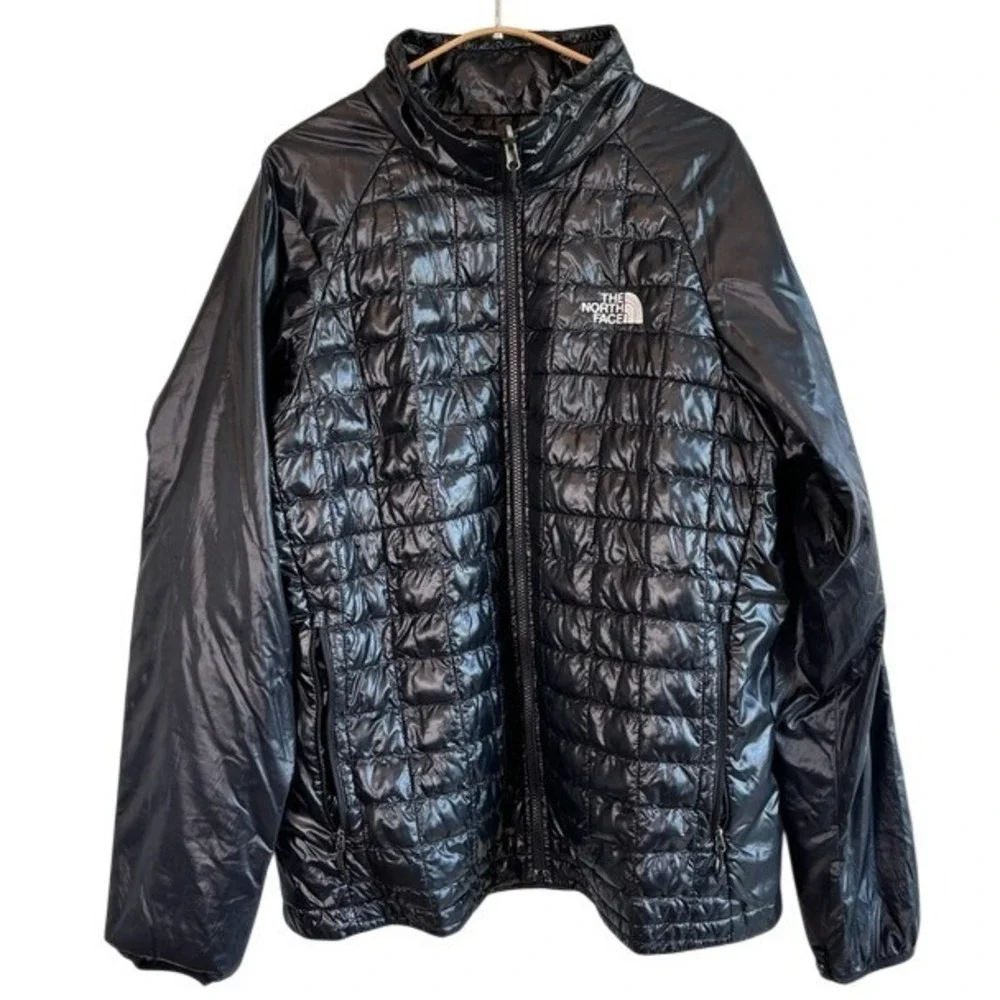 The North Face Thermoball Puffer Jacket Black Mens Large Quilted Zip Consign